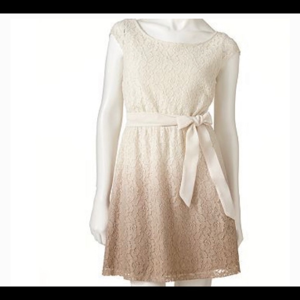 Lauren Conrad lace cream ombré dress with belt